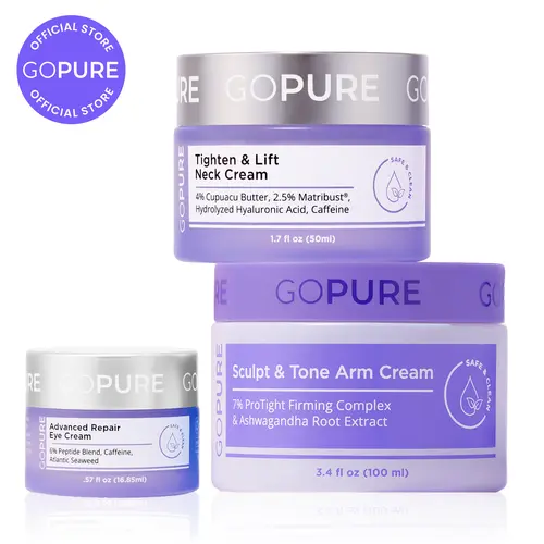 GOPURE Tighten Up Routine - Tighten & Lift Neck Cream + Sculpt & Tone Arm Cream + Advanced Repair Eye Cream