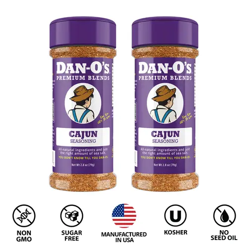 Dan-O's Seasoning Cajun - Small Bottle 2 pack (2.8 oz) - All-Purpose Seasoning great on meats and veggies