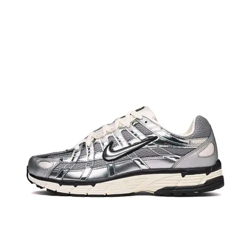 Men's Nike P-6000 'Metallic Silver' Sneaker - Breathable Mesh, Metallic Silver Leather Overlays, Cushioned Midsole, Chrome Finish, Retro Futuristic Look, Performance Athletic Trainers for Casual Wear