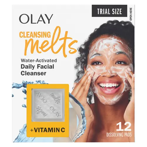 Olay Vitamin C Facial Cleansing Melts - Gentle Daily Facial Cleanser, Toning, Oil-Balancing, Hydrating, Leaves Skin Soft Not Tight, 12 Count for Normal Skin, Fresh and Clean Look