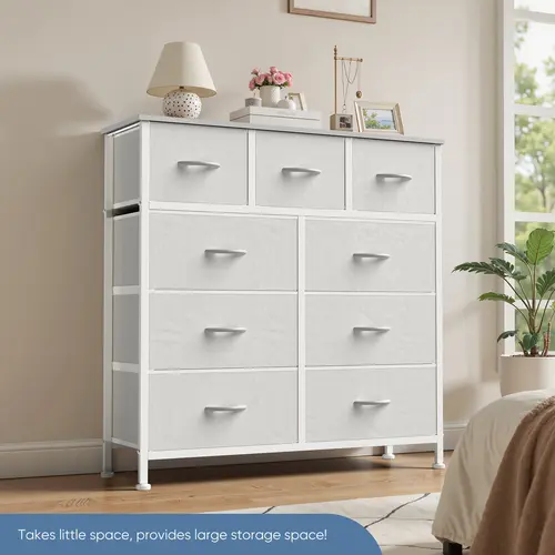 Sweetcrispy 9-Drawer Bedroom Dresser Furniture, Fabric Storage Tower with Fabric Bins & Sturdy Metal Frame, Ideal for Closet Storage to Tame Clutter