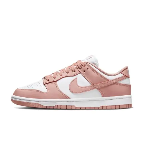 Women's NIKE Dunk Low 'Rose Whisper' Lace-Up Sneakers - Cushioned Leather Low-Tops with Cushioned Sole, Trendy Walking Shoes, Women's Shoes for Fashionable Sporty Chic Style
