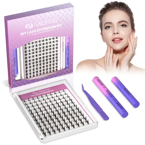ANURAG Wispy Cluster Lashes Kit (140pcs, 9-17mm C Curl) - Makeup Fake Lashes Extensions with Eyelash Glue, Bond & Seal, Tweezer, DIY Beginner Kit, Christmas & New Year Gifts