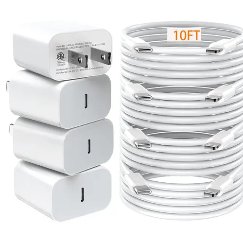 GQOHRT 4 Pack 20W MFi Certified USB-C to Lightning Chargers - iPhone-Compatible Mobile Devices Charger for iPhone 14/14 Pro Max/13/13 Pro/12/12 Pro/11/11 Pro/XS