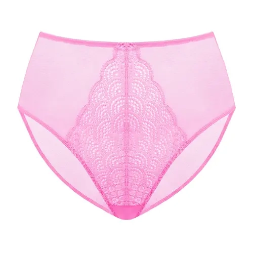 Live Exclusive Mermaid Scales Soft Mesh Lace Sheer Back High-Rise High Waisted Brief Matching Panty