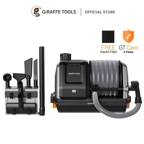 Giraffe Tools Grandstorm Wall-mounted Vacuum Cleaner Retractable 30ft Hose Powerful Wet Dry with Replaceable Filter Home Garage Cleaning with 6 Nozzles & 4.5 Gallon Dustbin Capacity, HGTV Editors' Clean Home Awards 2026, 2 years warranty, R