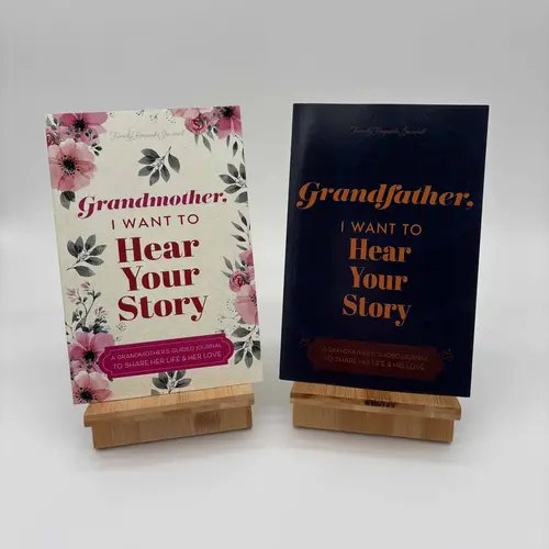Hear Your Story - Grandmother & Grandfather Themed 2-Book Gift Set, 6 x 9-inch Family Memory Journals with Over 250 Guided Prompts, Literature Book for Anniversary Family Storytelling