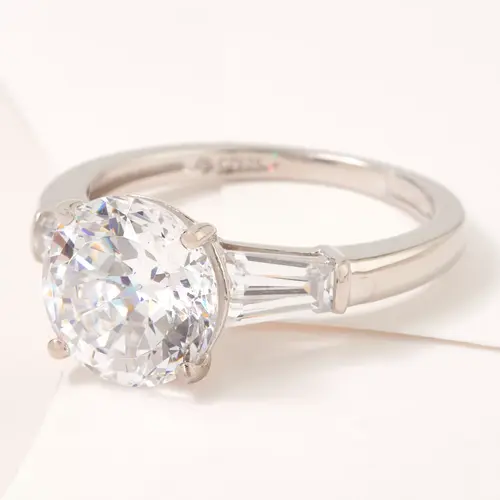 Diamonique 100 Facet 4 cttw "The Amy" Ring, Platinum Clad