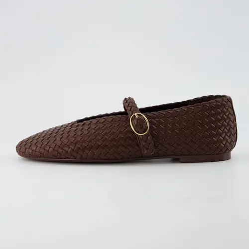 Cushionaire Bistro Mary Jane Flats for Women | Woven Ballet Flats Shoes with Strap and Memory Foam for All-Day Comfort