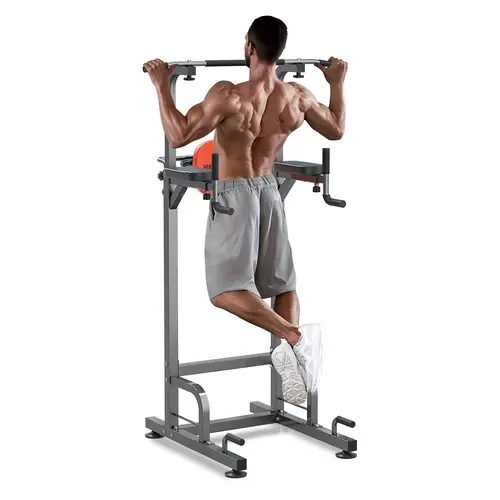 RELIFE Unisex Adjustable Height Sturdy Power Tower Pull-Up Bar Station - 400LBS Capacity Calisthenics Workout Equipment with Lock Nut Safe Design, Thick Foam Handles Good, Dips & Pull-Ups Family-Size At-Home Gym Resistance Trainer