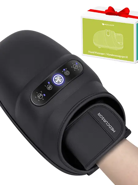 Medcursor Cordless Hand Massager - USB Rechargeable Massagers with Heat, Air Compression, Acupressure, 6 Modes, Adjustable Relaxing for Sensitive Skin, Relaxation Aid, Unique Gifts for Man, Self Love, Mens Gifts