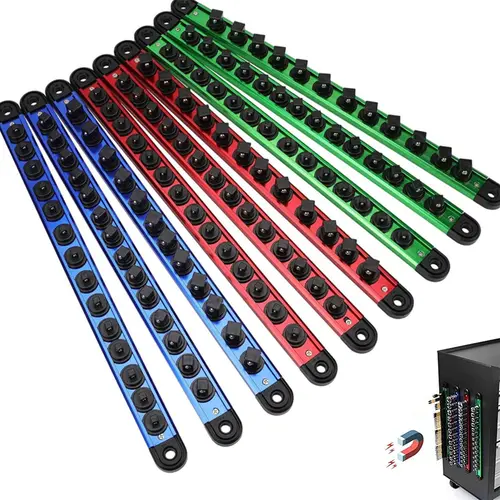9pc Magnetic Socket Holder Organizer Set: Detachable 1/4, 3/8, 1/2 Socket Trays Socket Organizer for Tool Box Drawer Holds 120-Piece Standard Size Sockets for Automotive Garage,toolupgrade