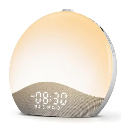 ecozy Sunrise Alarm Clock, White Noise Machine, Sound Machine for Bedroom, Wake Up Light with BT Speaker, 26 Sleep Sounds, 17 Night Lights, Dimmable Digital Clock for Adults, Kids