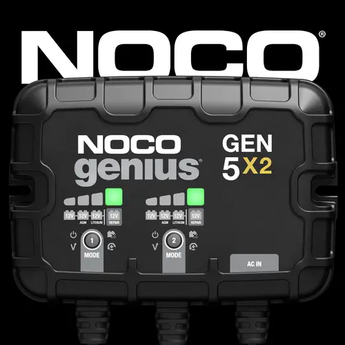 NOCO Genius GEN5X2, 2-Bank, 10A (5A/Bank) Onboard Marine Battery Charger, Battery Maintainer and Desulfator