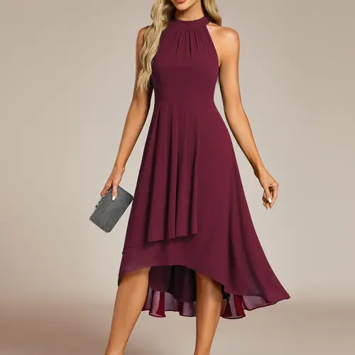 Ever-Pretty 2026  dress Midi Halter Neck Chiffon Wedding Guest Dress with Sleeveless and A-Line Elegance 31926  dress Spring  Evening dress,