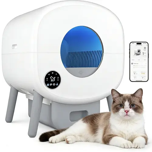 Automatic Cat Litter Box, 95 L Self Cleaning for Multiple Cats, with Safety Protection, App Control,1 Roll Garbage Bags#Summervibes #petLovers