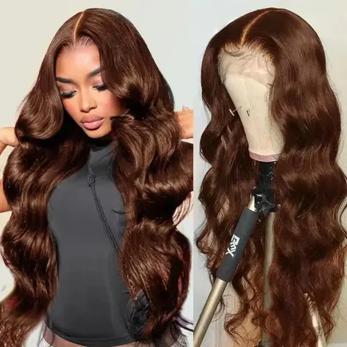 BLING HAIR Female 13x6 Chocolate Brown Body Wave HD Scalplike Lace Front Wig, 36In 180 Density Wigs Human Hair, Ideal for Summer & Back to School sohochic