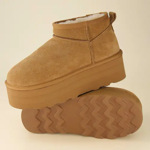 Cushionaire Hippy Platform Ankle Boots For Women | Genuine Suede Boots With Cozy Faux Fur Lining | Slip On Winter Ankle Boots With Wide Widths Available