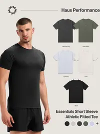 Haus | Essentials Breathable Short Sleeve Athletic Fitted Tee | All-Day Performance