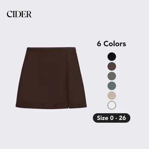 Cider Women's Fitted Cut Woven High-Waist Zip-Up Slit Mini Skirt - Minimalist Women's Bottoms