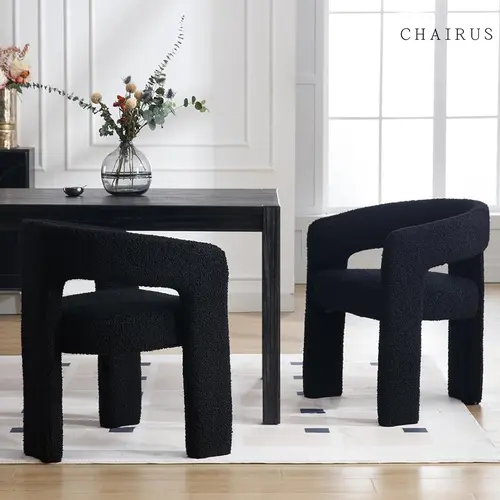 CHAIRUS Fully Assembled Dining Chair 18.5" Modern Upholstered Fabric Armchair with Open-Back Barrel  for Living Room Dining Room Small Spaces Home Decor