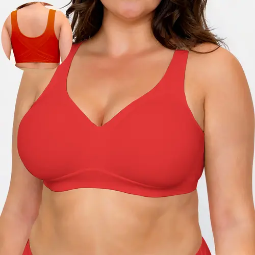 Holiday Special - Soft Intention Women's Seamless Bra Wireless Soft Bralette Full Coverage Push Up T-shirt Comfortable Everyday wear- Jelly, Supportive, Sports Bra