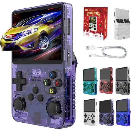 WUDS R36S Compact Handheld Gaming Console - Cordless Video Game Device, 32G+64G TF Card, 3.5in IPS Vivid Display, 3000mAh Battery, USB Support, Classic/Modern Games, Gift for Kids & Adults,sohochic