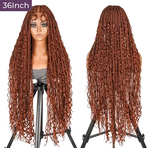 SuperNova #350 36” Bohemian Box Braided Wig - Full Lace, Premium Synthetic Fiber | Wavy, Lightweight & Comfortable | Perfect for Any Occasion #SohoChic #TikTokShopStockUp #DealsForYouDays Synthetic Twists Wigs Synthetic Wavy Hair