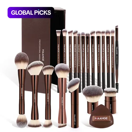 MAANGE Makeup Brush & Puff Set with Storage Box, Brush Combo, 20pcs Makeup Brushes, 1 Puff & 1 Brush Storage Case, Professional Makeup Brush Kit for Women, Makeup Brush Kit, Cosmetic Brushes, Makeup Tool #GLOBAL PICKS