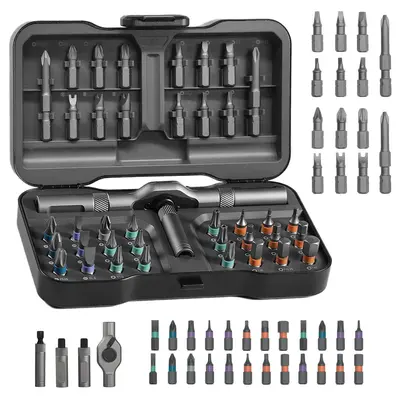 SEESE 24 in 1 DlY Screwdriver Set,1 Set SwitchableScrewdriver Shape Magnetic Screwdriver Set,Compact and Portable Ratchet Screw0driver SetHome Repair Tool Box