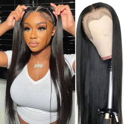 Lush Haute Synthetic Lace Front Wig 13x4 Lace Front Wigs Pre Plucked Long Straight Natural Black Wigs For Black Women 24inch Ready to Wear Wigs With Baby Hair