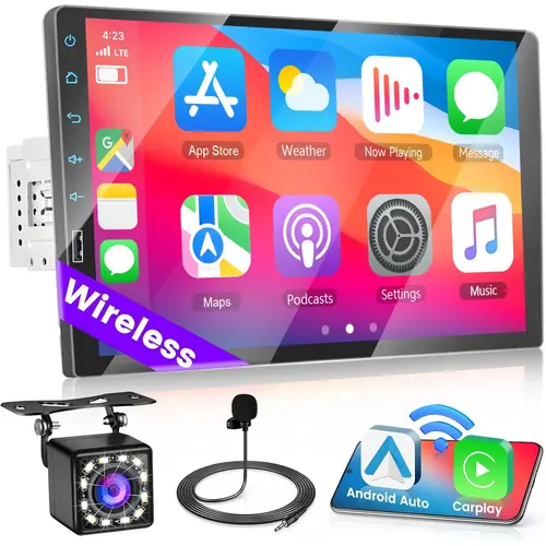 9 Inch Single Din Wireless Carplay Radio with Bluetooth, Touchscreen Wireless Android Auto Car Stereo with Mirror Link FM Radio Camera Microphone, DealsforYouDays，truck accessories