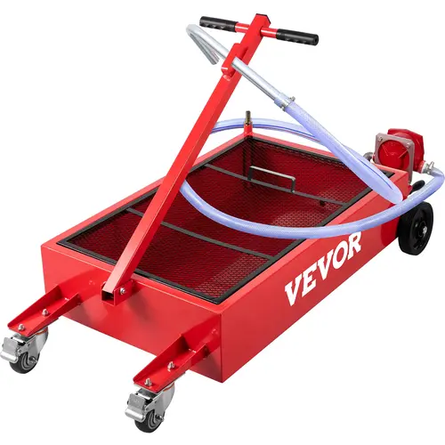 【toolupgrade】VEVOR Oil Drain Pan - Automotive Maintenance Tools, 18 Gal Thick Steel Oil Fluid Extractor, Low Profile, Foldable Handle, Pump, 7.2' Evacuation Hose, Swivel Casters for Cars, SUVs