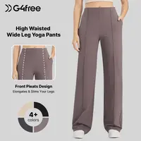 G4Free Women's Wide Leg Pants - High Waisted, Loose Fit, Flattering Cut, Soft Polyester Stretch Fabric, Yoga & Daily Wear, Women's Clothes, Plus Size, Black, Effortless with Pockets, Plussize,#sohochic
