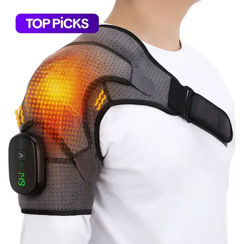 Cordless Shoulder Heating Pad with Massage, FSA Eligible Items List, Heated Shoulder Wrap Massager for Pain Relief Deep Tissue, Rotator Cuff Heating Pad, HSA Approved Products Only, Portable Heating Pad