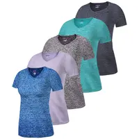 SPXTREME [5 Pack] Workout Tops for Women – Short Sleeve V-Neck Dry-Fit Moisture-Wicking Activewear Lightweight & Breathable T-Shirts for Gym, Yoga, Running, Training & Fitness. Women’s Athletic Shirts Available in Plus Size S–4XL