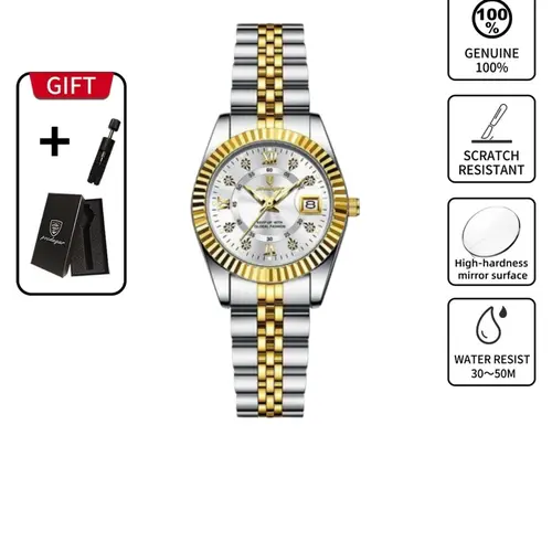 Women's Round Dial Analog Quartz Watch, Luminous Watch for Party, Daily Clothing Decor, All-match Waterproof Watch for Birthday Gift with Box, Casual Stainless Steel Wristwatch, Quartz Wrist Watches