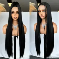 SOKU 13x6 Glueless Lace Front Wigs for Women,32 Inch Long Straight Synthetic Wigs Pre Plucked,Free Part Lace Frontal Wigs with Baby Hair,Put On Go Wig Beginner Friendly