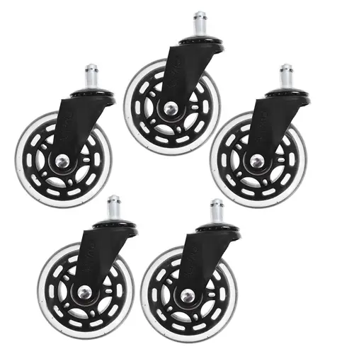 Heavy Duty 5-Pack 3" Black Polyurethane Universal Replacement Rubber Swivel Caster Wheels - Wheel-Mounted Furniture Hardware Accessory for Office Chairs, All Floors,toolupgrade