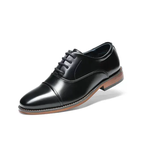 BRUNO MARC Junior Boys' Formal Cap Toe Synthetic Leather Oxfords - Back to School, Casual/Event Shoes with Cushioned Insole, Robust Sole Handles Busy School Days, Solid, Yes, Size 11-12 Years