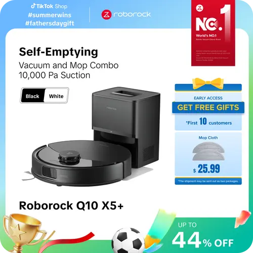 [SaleLink] Roborock Q10 X5+ Robot Vacuum and Mop, Self-Emptying, 10,000Pa Suction, Hands-Free Cleaning for up to 7 Weeks, Obstacle Avoidance, LiDAR Navigation, No-Go Zones, Cordless Rechargeable #sohochic #roborocknewarrives