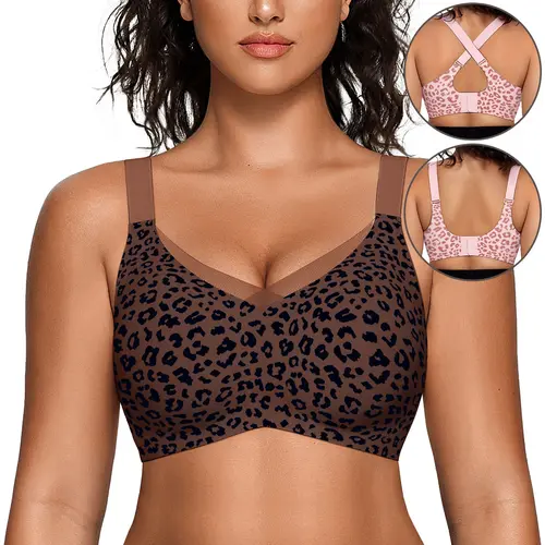 OEAK Women Jelly Bras Wireless V Neck Crossover Mesh Bras Comfortable Bralette Tshirt Bra No Underwire Seamless Everyday Bras