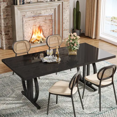 Tribesigns Kitchen Dining Table,Dining Room Table for 4-6 People,63 inch Long Rectangular Kitchen Dining Table,Modern Industrial Rectangular Kitchen Table Dinner Table for Living Room and Dining Room