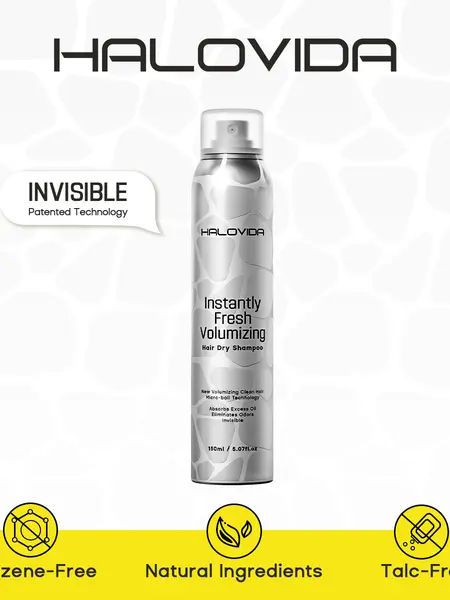 Halovida Instant Fresh Volumizing Invisible Dry Shampoo - Organic Cleansing Conditioner for Voluminous & Hydrated Hair, Absorbs Oils,Gentle,Clarifying Shampoo(150ml/60ml)