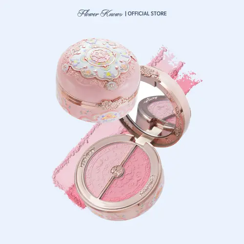 Flower Knows Butterfly Cloud Collar Collection Blush & Highlighter Duo, Beauty Cosmetics, Makeup Products for Adults, Vegan Pigmented Blush, Brightening, Blendable Floral Powder, Long-Lasting, Dimethicone, #sohochic