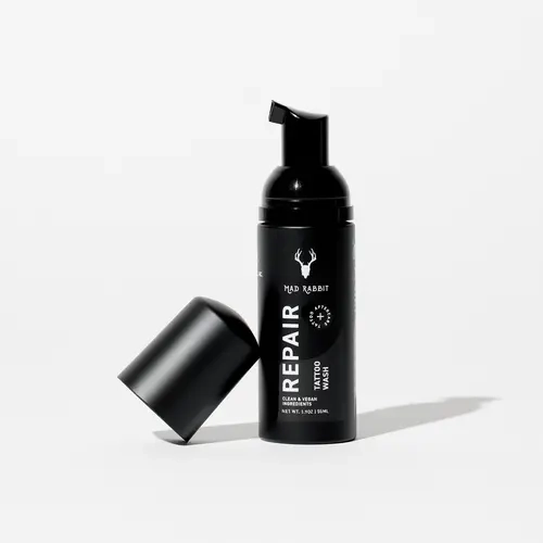 Mad Rabbit New Tattoo Wash - Gentle, Foaming, Alcohol-Free Antibacterial Soap for Tattoo Care & Protection, All Skin Types - As Seen on Shark Tank, Clean & Vegan
