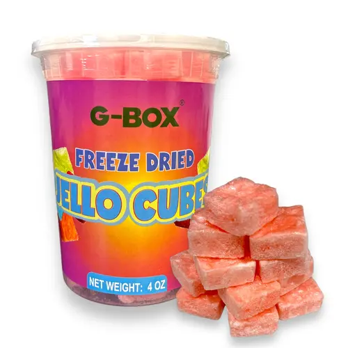 G-Box Freeze-Dried Peach Jelly Cubes - USA-Made Freeze Dried Candies, Crunchy Fruit-Flavored Candy Crunchy Treat