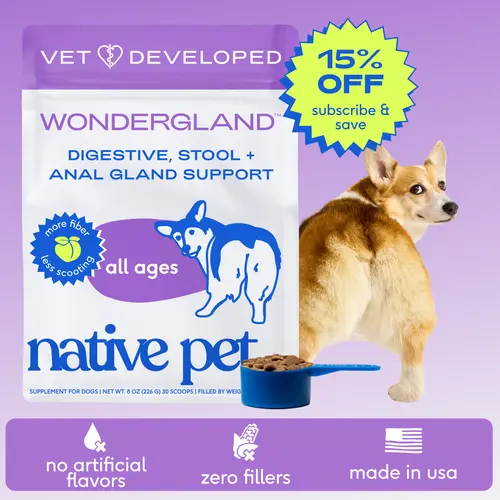 Native Pet WonderGland - Anal Gland Supplement for Dogs - Natural Fiber Powered Topper for Anal Gland Support Probiotics Pumpkin Wet