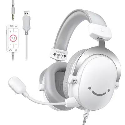 fifine H9 USB/3.5mm Gaming Headset with 7.1 Surround Sound, Detachable Microphone, Control Box, 3.5mm Jack, Over-Ear Wired for PC/Smartphone/PS5 via USB, Xbox/Switch via 3.5mm