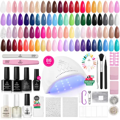 Beetles Gel Nail Polish Kit with U V Light Gel Polish Nail Set with Diamond Decorations & Nail Art Stickers and Manicure Tools Soak Off All Season Gel Nail Kit Cutics DIY Gift for Women Salon Glossy, Beauty Products, Nail Charms